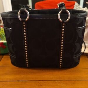 Coach Black Tote with Silver Studs